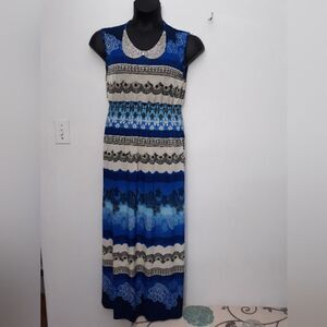Blue jeweled collar dress